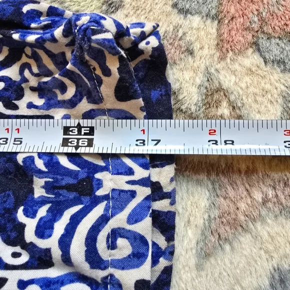 Haute Hippie Blue And White Mosiac Palazzo Wide-Leg Pants Women's L - Picture 9 of 10